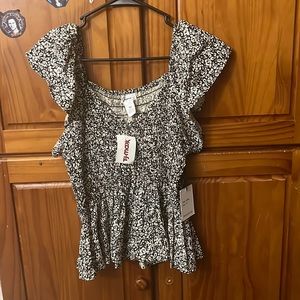 Floral blue and white shirt